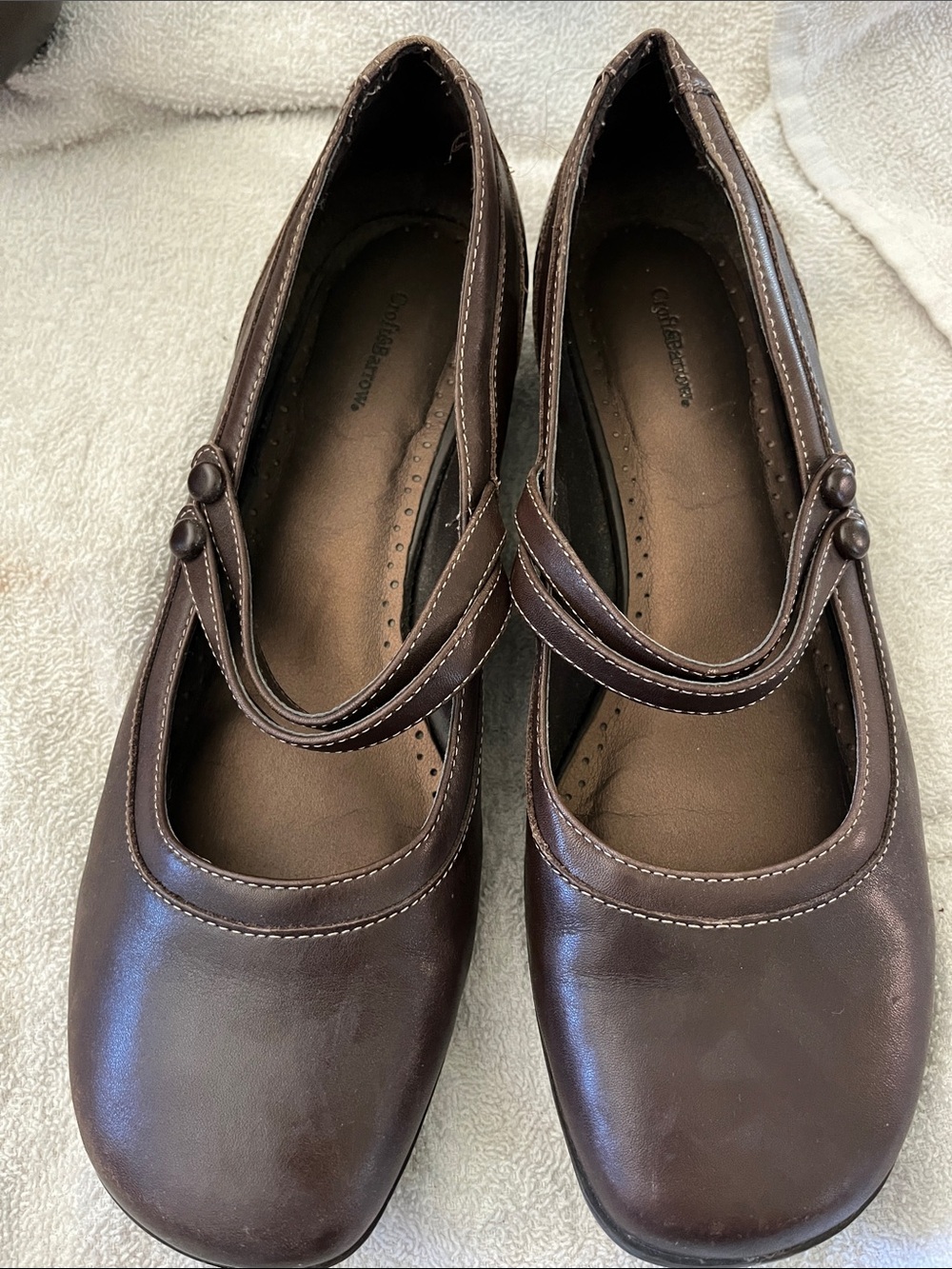 Comfortiva Chocolate Brown Mary Jane Strap Flats